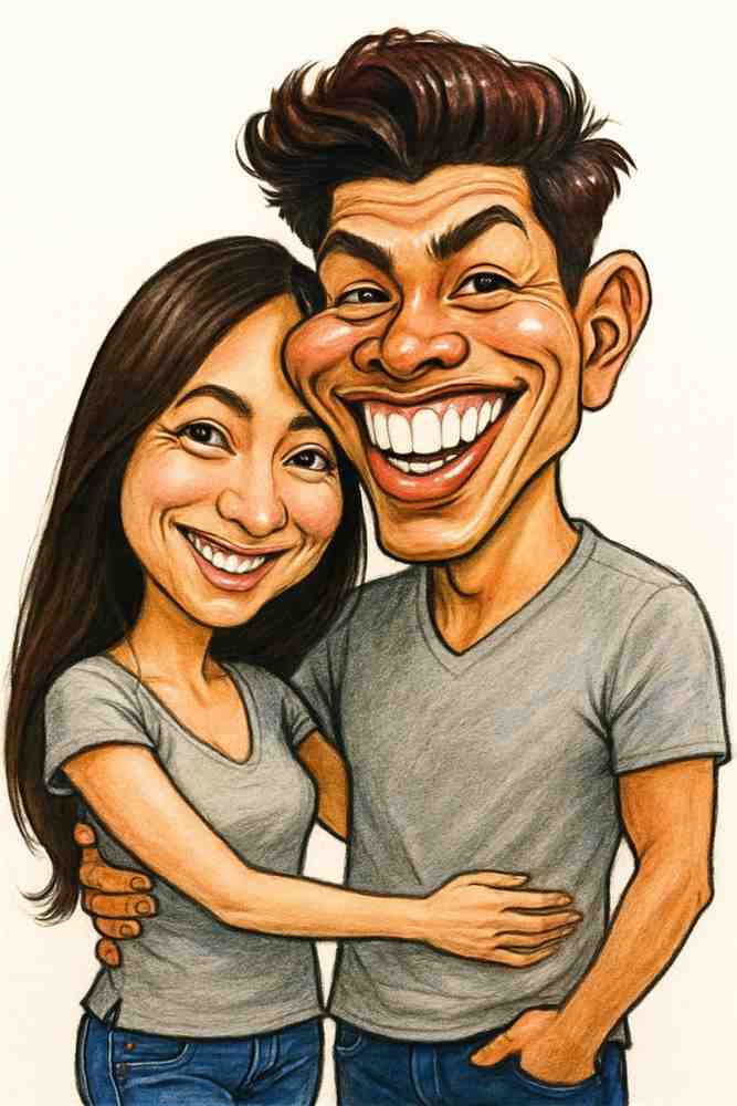 Wedding couple caricature example 1