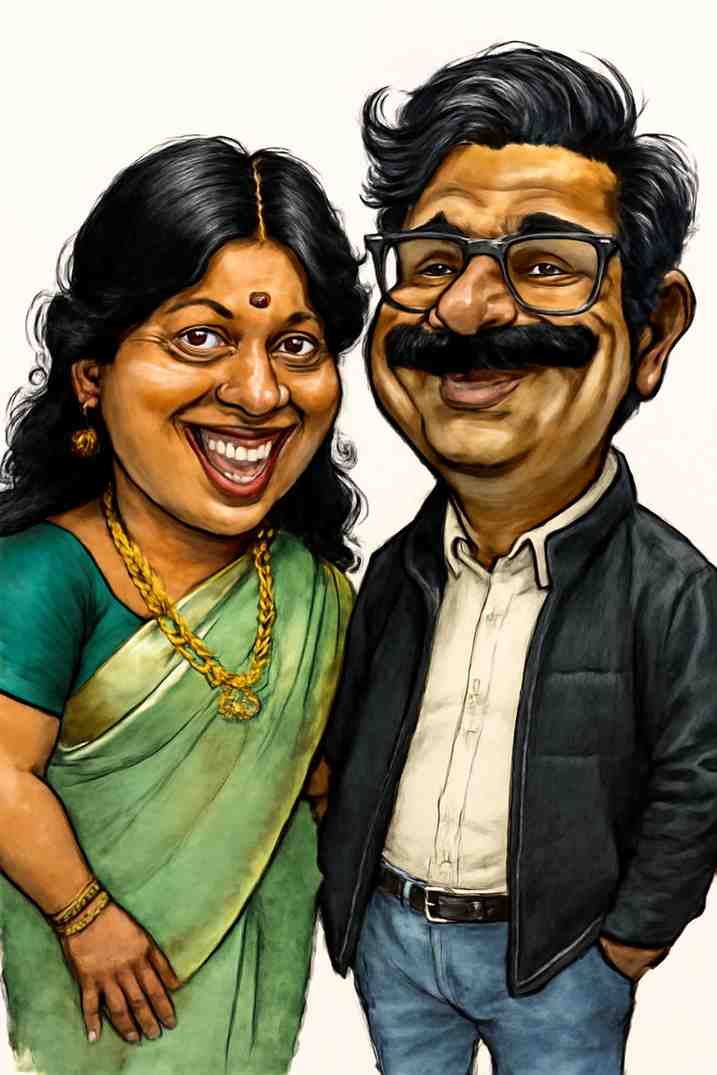 Wedding couple caricature example 5