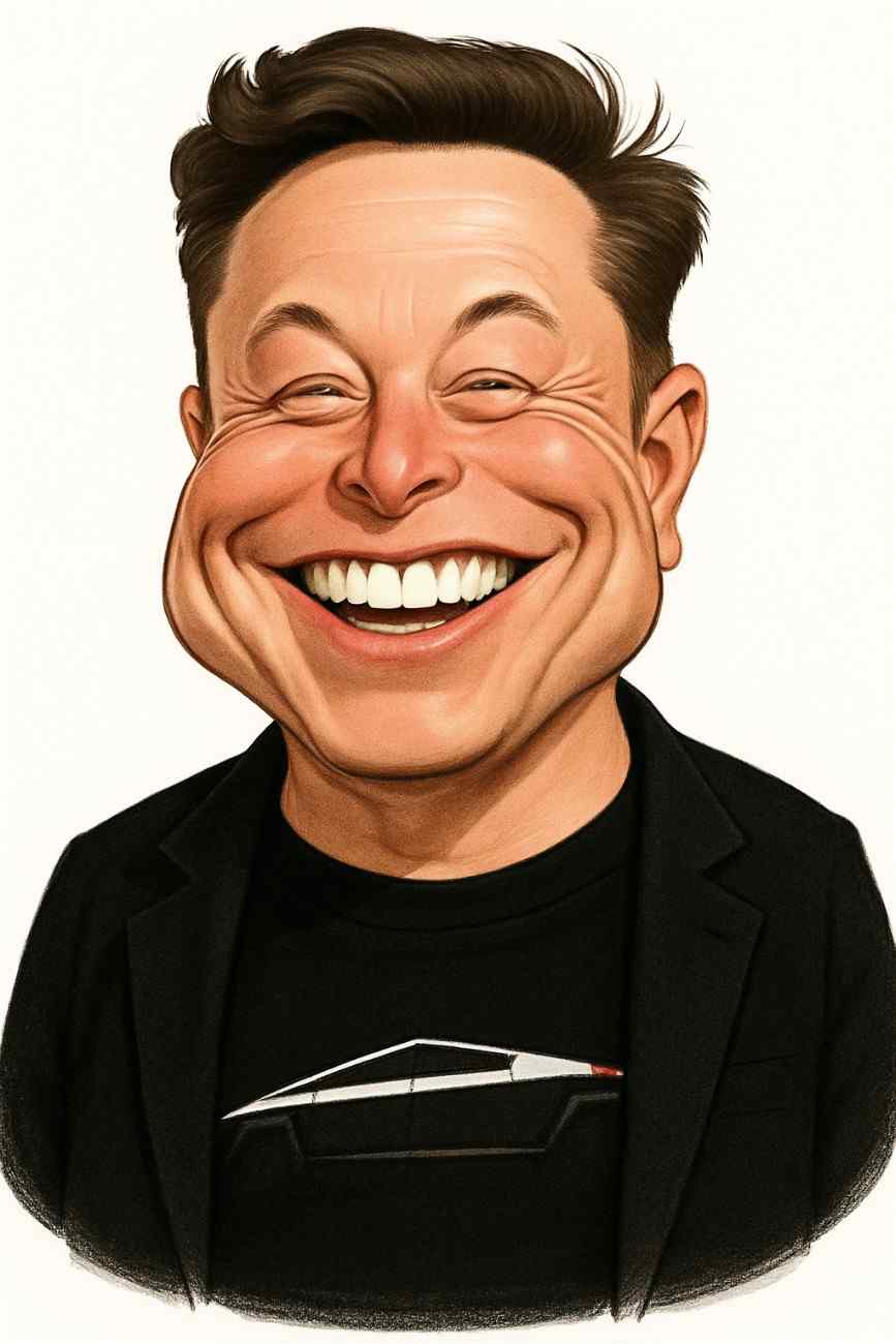 Caricature of Elon Musk