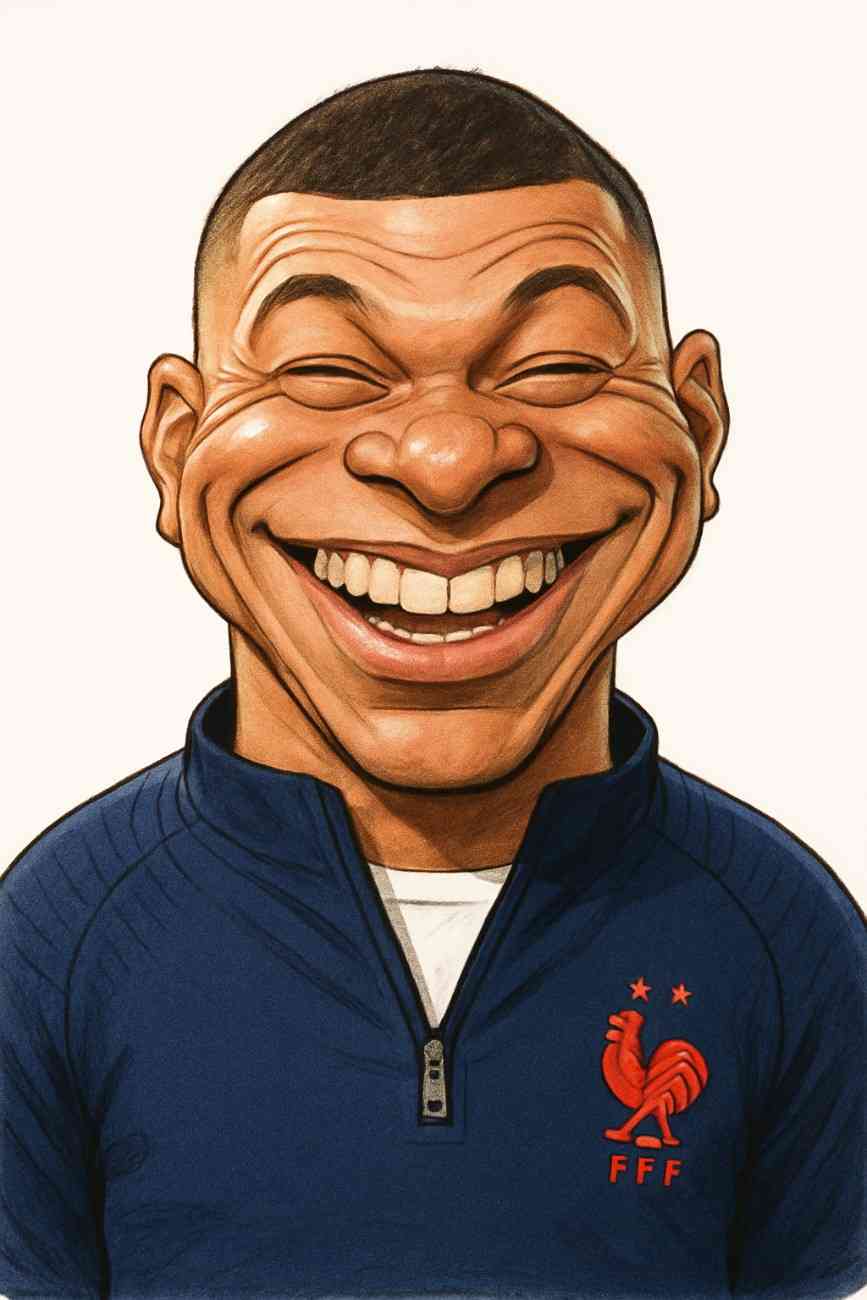 Caricature of Kylian Mbappé